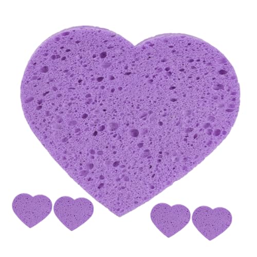 LALADEFIEE 5 Stück Komprimierte Gesichtsschwämme in Herzform, Kosmetische Spa-schwämme Für Tägliche Gesichtsreinigung, Peeling-, Make-up-entferner Für Zu Hause Und Unterwegs von LALADEFIEE