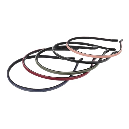 LALADEFIEE 5 Stück Teiliges Leder Stirnband Dünne Haarreifen für Damen Einfache Farbakzente Komfortabel und Vielseitig für Alltag Make Up und Waschen Modischer Haarschmuck in Grün Blau Rot von LALADEFIEE