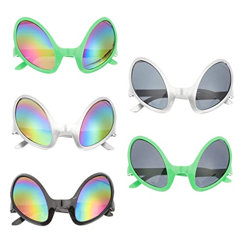 LALADEFIEE 5 Stück Teiliges Lustige Sonnenbrillen in Alien Design Dekorative Partybrillen mit Farbigen und Grauen Gläsern Auffällige Accessoires für Fotorequisiten Karneval Fasching und von LALADEFIEE