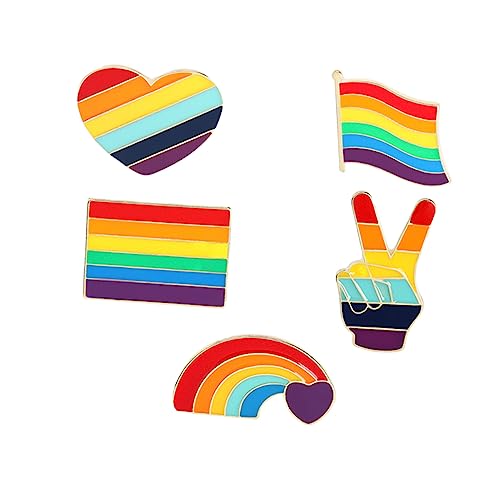 LALADEFIEE 5Stücke Regenbogen Broschen Stilvolle Lgbt Anstecknadeln Dekorative Pins für Kleidung Taschen Jacken Perfektes Zubehör für Pride Events Regenbogen Partys von LALADEFIEE
