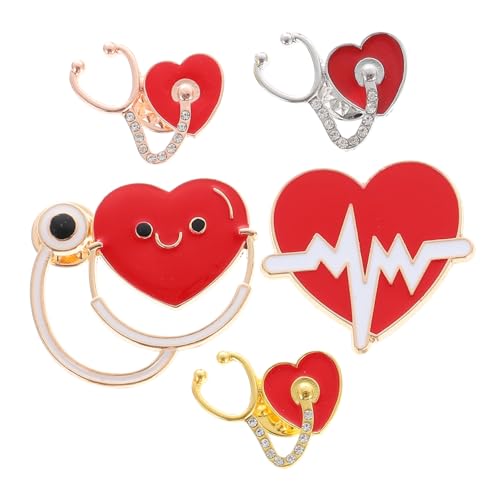 LALADEFIEE 5stücke Modellbrosche Aus Zinklegierung Dekorative Brustnadel Für Krankenpflegeschüler Arztzubehör Stethoskopförmig Robust Und Witterungsbeständig von LALADEFIEE