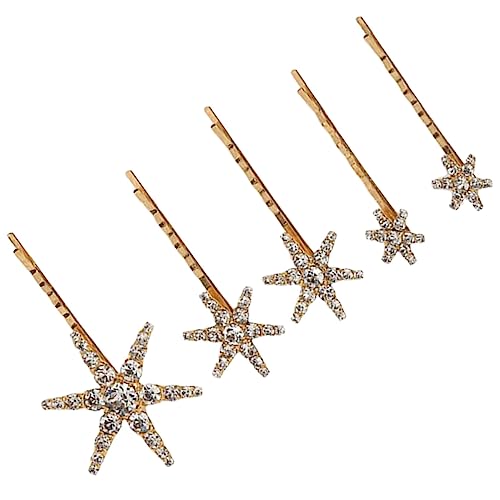 LALADEFIEE 5 Stück Seitliche Haarspangen Mit Strasssteinen Dekorative Stern-haarnadeln Haarschmuck Aus Legierung Für Damen von LALADEFIEE