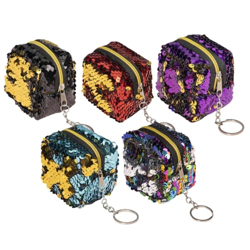 LALADEFIEE 5stücke Mini Geldbörse Für Damen Tragbare Geldbörse Kleine Tasche Mit Reißverschluss Münztasche Aufbewahrungstasche Für Schmuck Und Handys Aus Wasserdichtem Material von LALADEFIEE