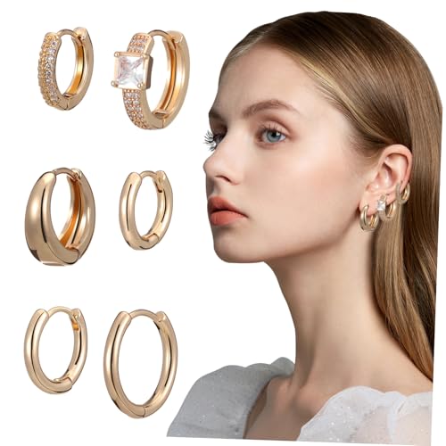 LALADEFIEE 6 Paare Kleine Vergoldete Creolen Ohrringe Damen Leicht und für Alltag Vielseitig Tragbar bei Party Hochzeit Klassisch Runde Form Modischer Goldschmuck von LALADEFIEE