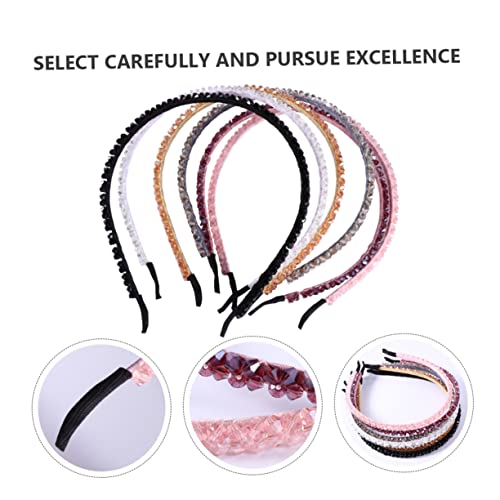 LALADEFIEE 6 Stück Handgestricktes Haarband mit Kristallperlen Elastisches Beaded Hair Hoop für Damen Stilvoller Haarschmuck zum Fixieren Beim Make Up Waschen und Feiern von LALADEFIEE