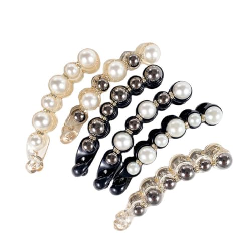 LALADEFIEE Halten Sie Alles Haar Krallen Clips Perlen Haarspangen Elegante Bananen Haarclips Aus Rutschfeste Ponytail Clips Für Damen Haarschmuck Und Champagnerfarben Für Stilvolles von LALADEFIEE