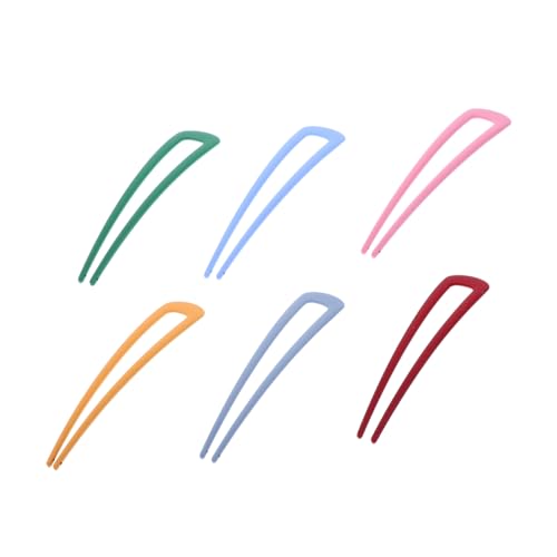 LALADEFIEE 6 Stück Teiliges Bunte U förmige Haargabeln aus Legiertem Einfache Haarnadeln für Damen Vielseitiges Haarset für Dutts Alltag und Party Modische Haarpins in Candy farben von LALADEFIEE