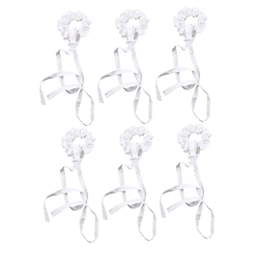LALADEFIEE 6stücke Weiße Baumwoll-haarspangen Mit Schleifen Elastische Haargummis Für Damen Und Mädchen Vielseitige Haaraccessoires Für von LALADEFIEE