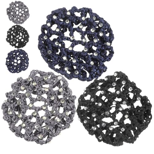 LALADEFIEE 6stücke Haarnetz Für Damen Haar Bun Abdeckungen Mit Strass Professionelle Haarknotenabdeckung Für Stewardessen Krankenschwestern Balletttänzerinnen Haaraccessoire Für Eleganten Loo von LALADEFIEE