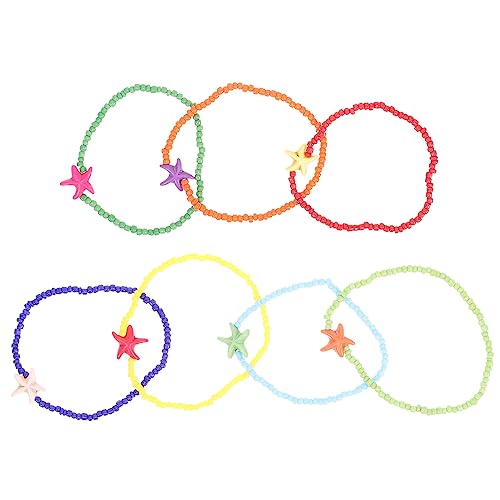 LALADEFIEE 7 Stck Boho Armband Teilig Handgefertigt Bunte Glasperlen Armbänder Damen Strand Fußkettchen Bohemian Stil Modisch Verstellbar für Frauen Mädchen von LALADEFIEE