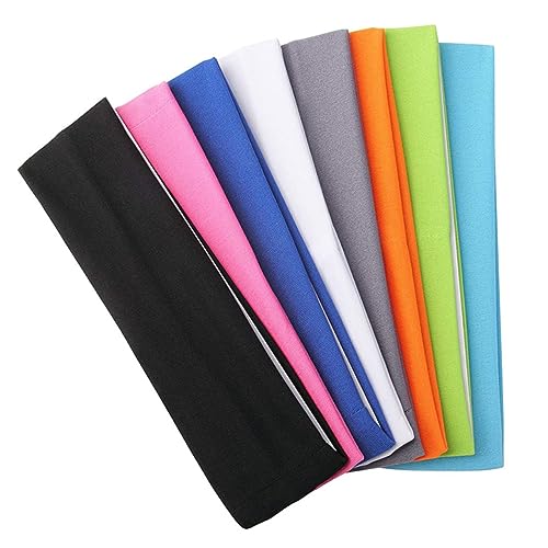LALADEFIEE 8stücke Damen-stirnbänder Aus Baumwolle Breit Und Elastisch Rutschfest Für Sport Und Yoga in Hellgrau Himmelblau Orange Leuchtgrün Blau von LALADEFIEE