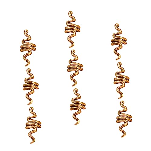 LALADEFIEE Elegante Schlangen-Haarmanschetten aus Metall Dreadlocks Ringe Haarzöpfe Perlen-Set für Party Hochzeit Abschlussball von LALADEFIEE