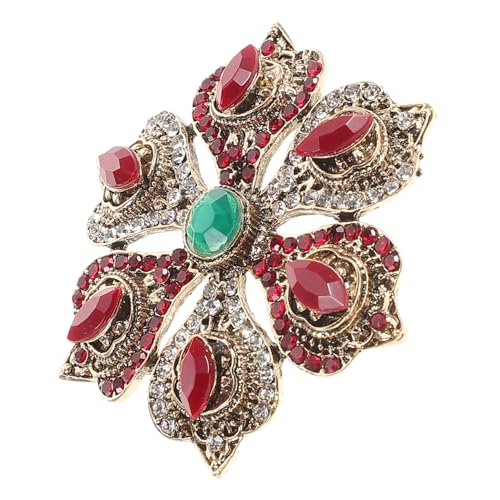 LALADEFIEE Barock Vintage Brosche mit Strass Sechsteilig Lotus motiv Gold rot Elegante Anstecknadel für Damen Modisches Schmuckaccessoire für Kleider Festliche Geschenkidee Weihnachten von LALADEFIEE