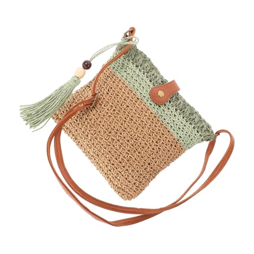 LALADEFIEE Geflochtene Strandtasche Für Damen Hohle Gewebte Tragetasche Stilvolle Sommer-beuteltasche Mit Quastendekor Reißfest Und Langlebig Für Strand Einkauf Und Outdoor-aktivitäten von LALADEFIEE