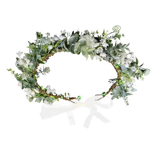 LALADEFIEE Blumenkranz Haarreif Mit Künstlichen Blättern Braut Haarschmuck Für Hochzeiten Und Fotoshootings Eleganter Kopfschmuck Für Festlichkeiten Und Strandpartys von LALADEFIEE