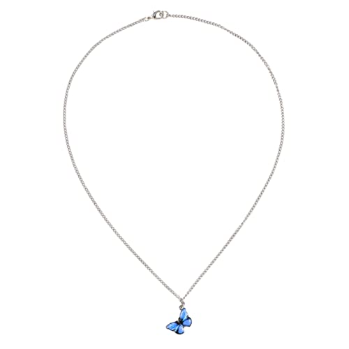 LALADEFIEE Blaues Schmetterling Anhänger Damen Halskette Clavicle Kette Verarbeitung Schmuck für Frauen Mädchen von LALADEFIEE