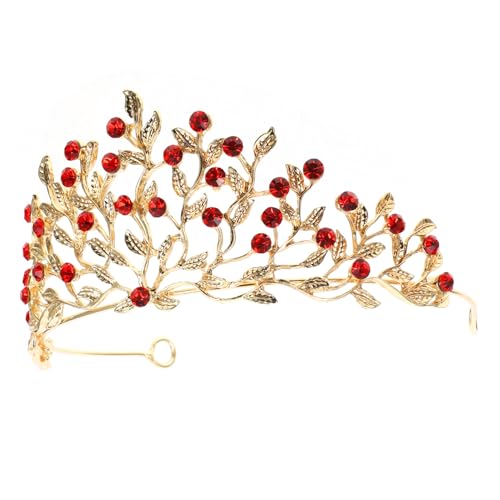 LALADEFIEE Brautkrone Tiara Strasssteine Vintage Hochzeitsdiadem Rot Leichtes Stirnband für Hochzeit Geburtstag Abschlussball und Besondere Anlässe von LALADEFIEE