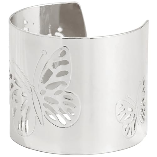 LALADEFIEE Breiter Damen Armreif aus Eisen mit Schmetterlings Design Leichtes Verformungsbeständiges Schmuckstück für Frauen Manschette Passend zu Hochzeit Geburtstag Valentinstag von LALADEFIEE