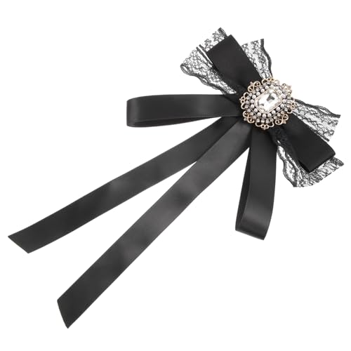 LALADEFIEE Schwarze Schleifenbrosche für Damen Fliege Pin Metall Strass Brosche Modischer Krawattenclip für Besondere Anlässe Vintage Schmuck für Kleidung von LALADEFIEE
