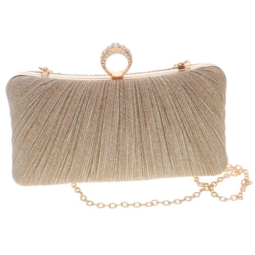 LALADEFIEE Damen Clutch mit Falten Design Kleine Glitzernde Abendtasche für Hochzeit Bankett und Formelle Anlässe Vielseitige Umhängetasche aus Satin und Stilvolle Handtasche für Frauen von LALADEFIEE
