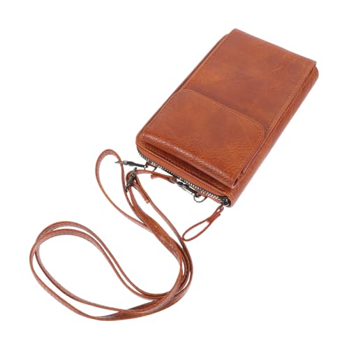 LALADEFIEE Damen Crossbody Bag aus Braunem PU Verstellbare Umhängetasche mit Abnehmbarem Schultergurt Große Kapazität Mehrere Fächer Handytasche für Alltag und Reise von LALADEFIEE