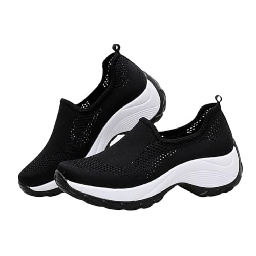 LALADEFIEE Damen Outdoor Laufschuhe mit Atmungsaktivem Air Mesh Leichte Strapazierfähige Walkingschuhe mit Dämpfung Bequeme Sportschuhe für Frauen Schnelltrocknend Schwarz von LALADEFIEE