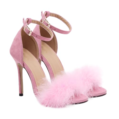 LALADEFIEE Damen Sandaletten mit Ultra Hohen Absätzen Stilvolle Offene Zehen Modische Sommerschuhe für Party Arbeit und Festliche Anlässe Komfortabel und Einfach Anzuziehen Rosa von LALADEFIEE