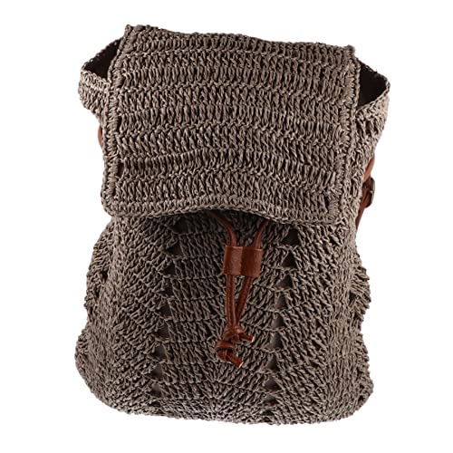 LALADEFIEE Damen Schultertasche aus Grauem Strohbast Strandtasche Modisch und Leicht Vielseitig als Umhänge Rucksack Verwendbar Robust und Angenehm für Sommer und Alltag Geeignet von LALADEFIEE
