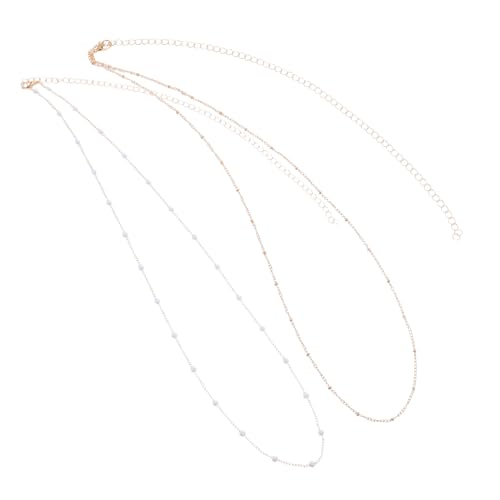 LALADEFIEE Damen Taillenkette Doppelreihig Metallgürtel mit Imitationsperlen Retro-design Verstellbar Modischer Körper Schmuck für Festival Outfits und Kleider von LALADEFIEE