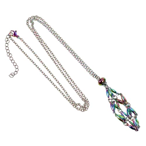 LALADEFIEE Edelstahl Kristallhalter Halskette mit Verstellbarem Austauschbarem Anhängerband Farblich Kombinierte Schmuckhalter Kette Langlebiger Schmuck für Damen und Herren von LALADEFIEE