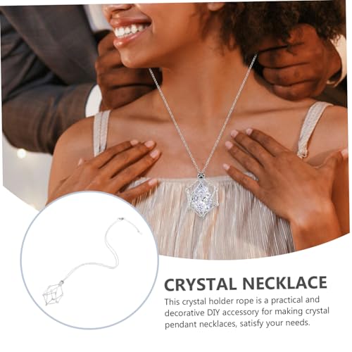 LALADEFIEE Einstellbarer Kristallanhängerhalter Edelstahl Verstellbare Halskette mit Drahtnetz für Natürliche Steinanhänger Leichter und Robuster Schmuckhalter für Damen und DIY von LALADEFIEE