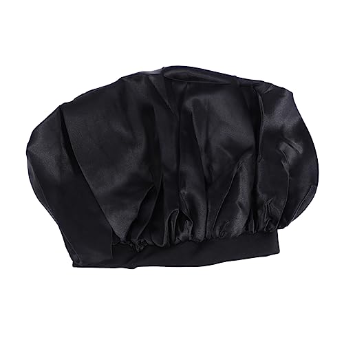 LALADEFIEE Elastischer Schlaf-badehut Übergröße Satin-kappe Mit Breitem Rand Für Damen Beim Duschen Oder Baden Schwarz von LALADEFIEE