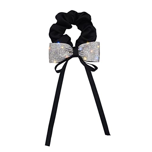 LALADEFIEE Elegantes Haargummi Mit Schleife – Retro-haargummi Mit Pferdeschwanzhalter Haar-accessoire Für Mädchen Strass-design Bequem Für Den Täglichen Gebrauch von LALADEFIEE