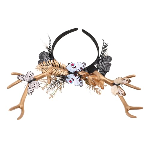 LALADEFIEE Extravaganter Hirschgeweih-headband mit Schmetterlingsblumen Leichter Rentier-geweih Haarreif für Weihnachten Halloween Festliche Kostüm-accessoires Komfortabel und Auffällig von LALADEFIEE
