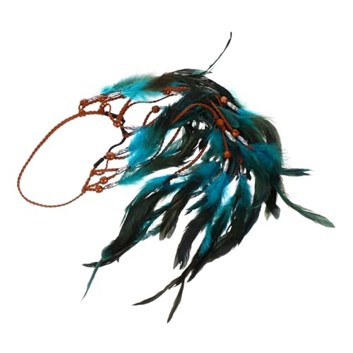 LALADEFIEE Feder Stirnband Für Damen Mädchen Festival Kopfschmuck Mit Federn Und Perlen Haarseil Für Partys Hochzeiten Fotoshootings von LALADEFIEE