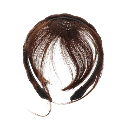LALADEFIEE Fransen haarteil Stirnband Echthaar optik Natürliche Fake Bangs Haarverlängerung Rutschfestes Haarband Vielseitig für Damen Modische Frisuren für Party und Alltag von LALADEFIEE