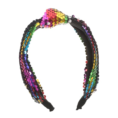 LALADEFIEE Sequin Knotted Headband Glitzerndes Stirnband Mit Knoten Vintage Twisted Design Breites Haarschmuck Für Frauen Für Partys Und Besondere Anlässe Bunte Pailletten-dekoration von LALADEFIEE