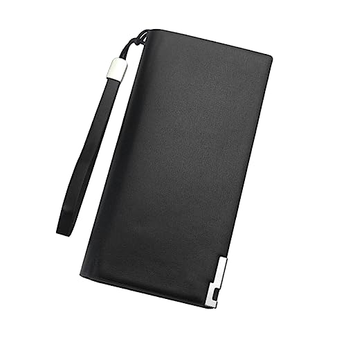 LALADEFIEE Langer Geldbeutel Für Männer Mit Reißverschluss Große Kapazität Für Kreditkarten Bargeld Und Handy Für Büro Reisen Und Schwarz von LALADEFIEE