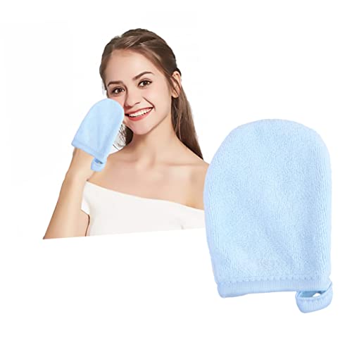 LALADEFIEE 3stücke Teilige Gesichtsreinigungshandschuhe Zum Entfernen Von Make-up Puderquaste Reinigungspads Blau Make-up-entferner Abschminkhandschuhe Hautfreundlich Wiederverwendbar von LALADEFIEE