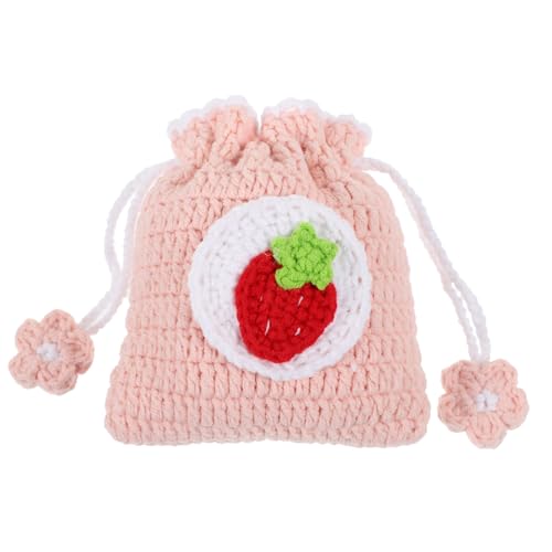 LALADEFIEE Krochet Geldbörse Für Frauen Süße Handgefertigte Mini-münztasche Mit Kordelzug Für Kleingeld Schlüssel Und Kleine Accessoires Tragbare Aufbewahrungstasche Trendigem Design von LALADEFIEE