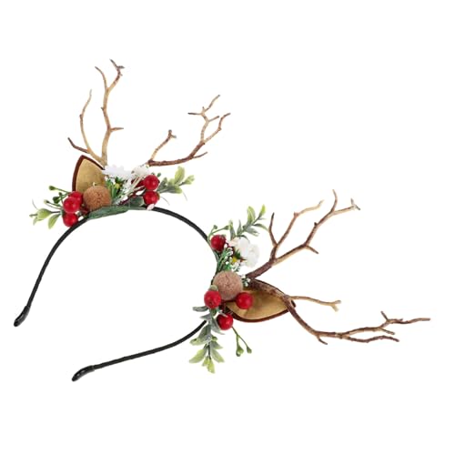 LALADEFIEE Geweih Stirnband Für Frauen Mit Schneeflocke Und Ast Dekoration Festlich Kopfschmuck Weihnachten Herbst von LALADEFIEE