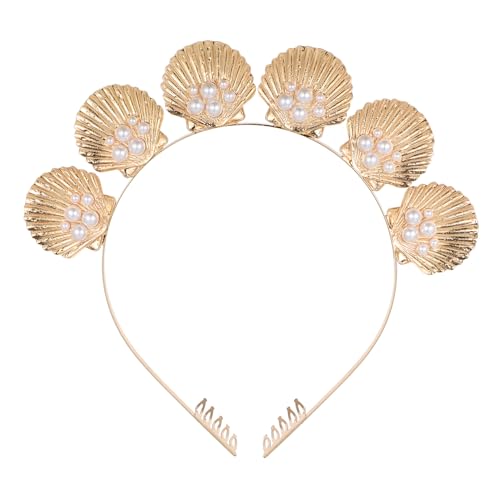 LALADEFIEE Goldenes Muschel Stirnband Für Mädchen Haarschmuck Aus Legierung Rutschfest Für Partys Und Geburtstagsfeiern Modische Haardekoration von LALADEFIEE