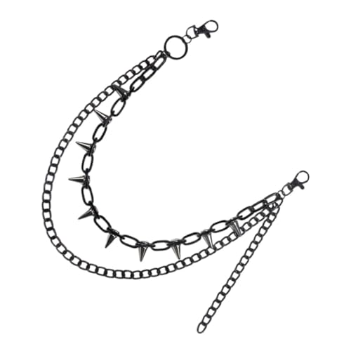 LALADEFIEE Doppellagige Nieten Hosenkette Für Damen Und Herren Punk Style Jean Kette Mit Gothic-elementen Für Street Fashion Und Individuelle Outfits von LALADEFIEE