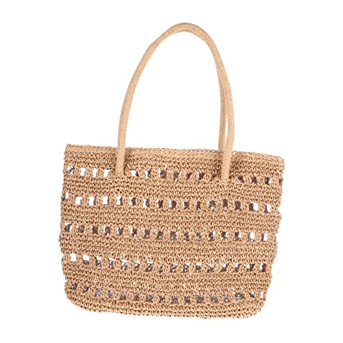 LALADEFIEE Große Handgewebte Damen Tragetasche aus Hochwertigem Material Luftige Strandtasche mit Hohlem Design Geräumige Einkaufstasche für Sommer Urlaub Freizeit und Alltag von LALADEFIEE