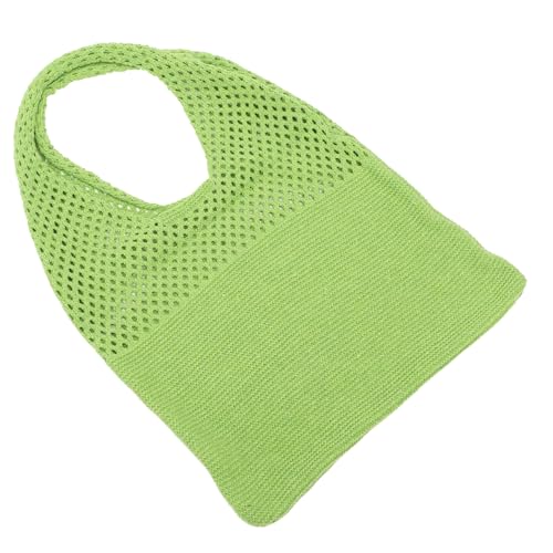 LALADEFIEE Große Vintage Handtasche Damen Retro Ästhetik Geräumige Schultertasche Gestrickt in Frischem Grün als Strand und Sommer Tasche für Alltag und Urlaub von LALADEFIEE