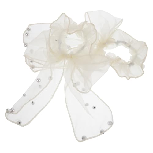 LALADEFIEE Haargummis Aus Hochelastischem Organza-netzgewebe Mit Schleife Stirnbänder Für Frauen Und Mädchen Design Beige 2 Stück von LALADEFIEE