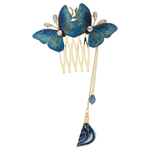 LALADEFIEE Schmetterling Haarkamm Clip Mit Quaste Für Hochzeiten Haarschmuck Für Frauen Chinesischer Haarkamm Clip Stilvolle Haarspange Für Partys Für Ganzen Tag von LALADEFIEE