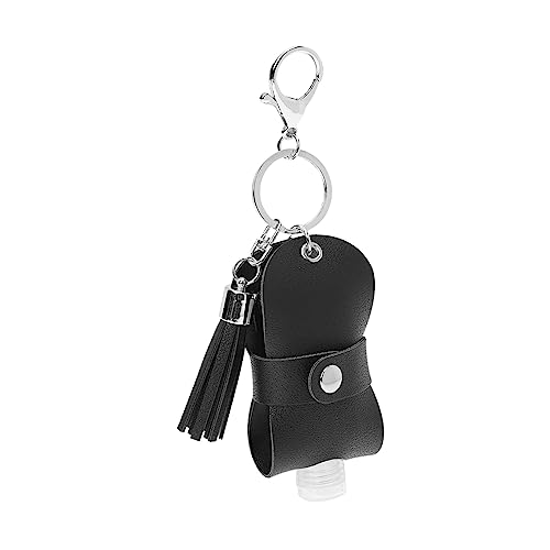 LALADEFIEE Schlüsselring Aus Leder Flaschenhalter Schlüsselanhänger Für Flüssigkeitsbehälter Mit Deckel Geeignet Für Gesichtspflege Duschgel Sonnencreme von LALADEFIEE