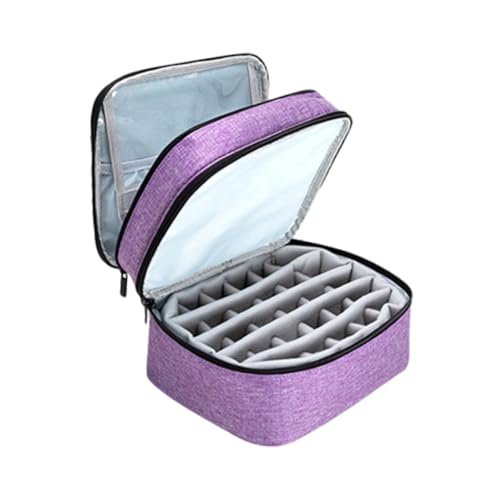 LALADEFIEE Handlicher Nagellack Organizer Tasche mit Doppelter Schicht Wasserfester Nagellackhalter für Reise und Zuhause Großer Nagelkoffer mit Fächern Tragbar für Nagellack und Ätherische von LALADEFIEE