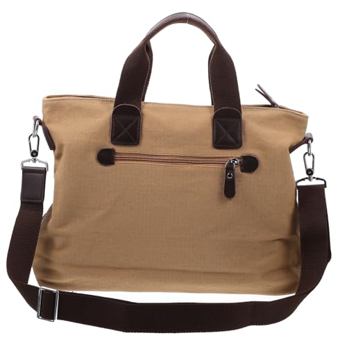 LALADEFIEE Herren Umhängetasche Canvas Multifunktional mit Vielen Fächern Praktische Business und Freizeittasche Leichte Schultertasche für Reisen Schule und Alltag Wasserabweisend Hellbraun von LALADEFIEE